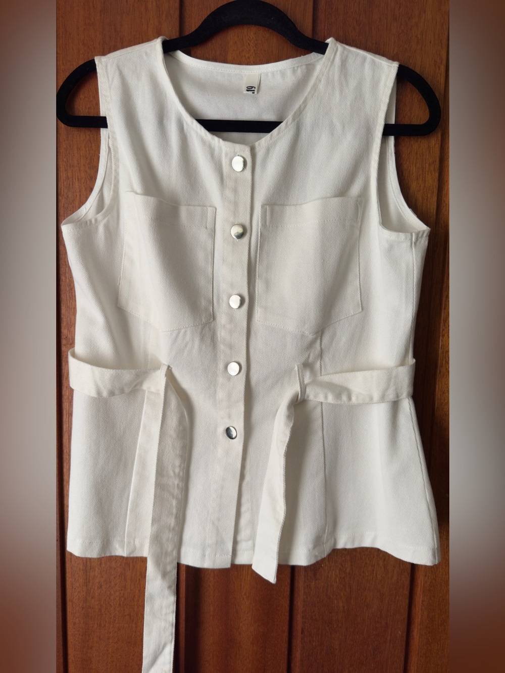 Ivory White/Cream Soft Denim Button-Front Top